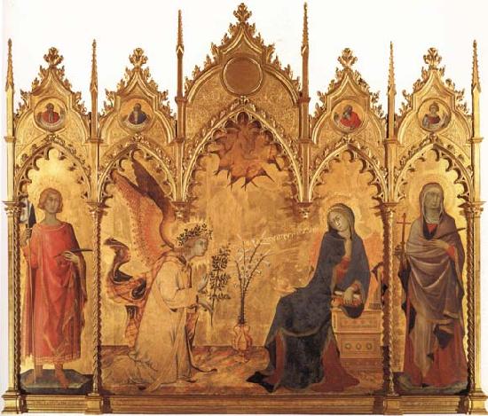 Simone Martini The Annunciation with SS.Ansanus and Margaret and Four Prophets